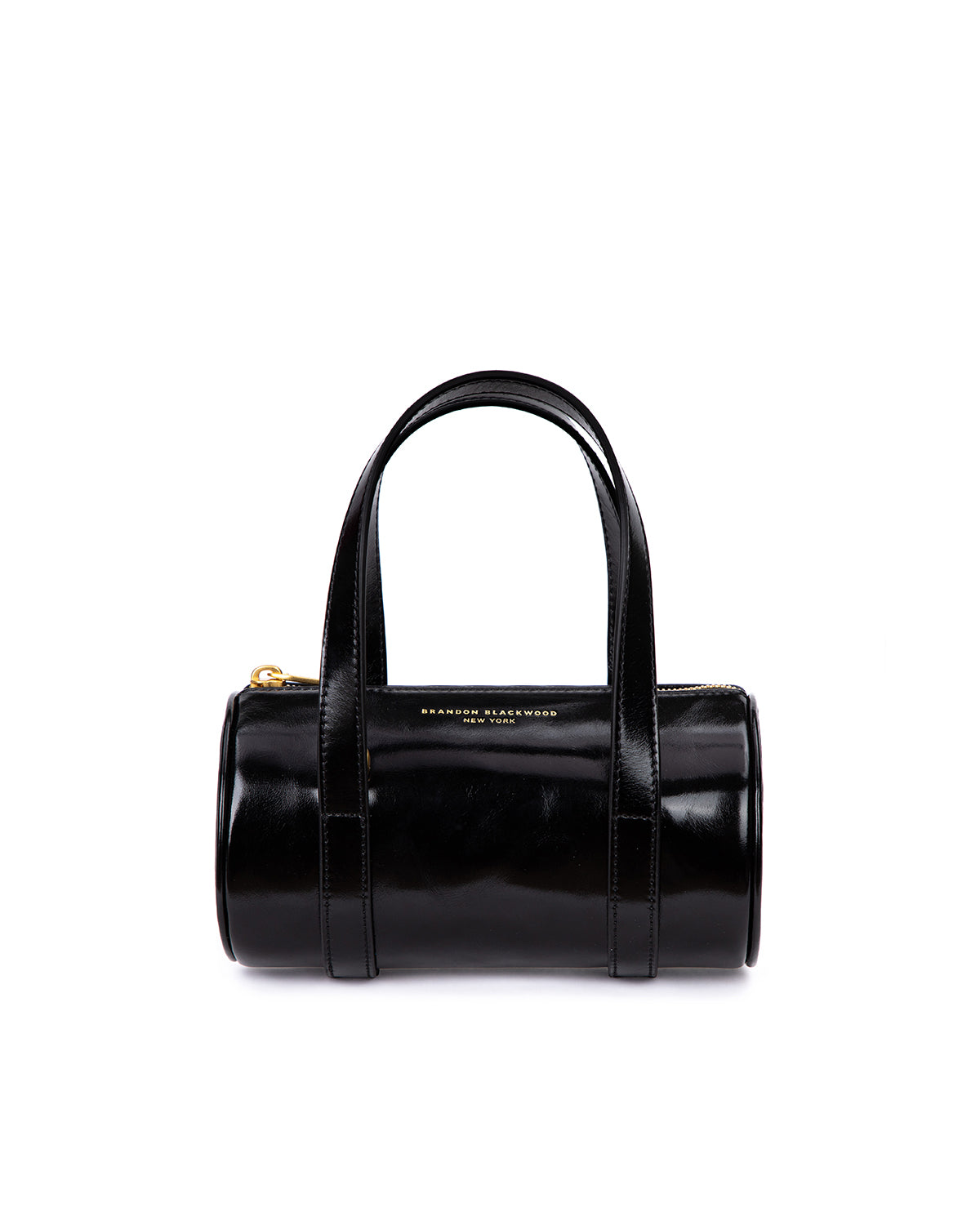 Black Leather Cylinder Mini Purse for Women, Small Barrel Bag Leather