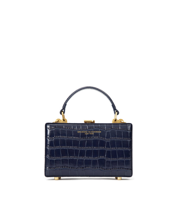 Navy Blue Croc Leather