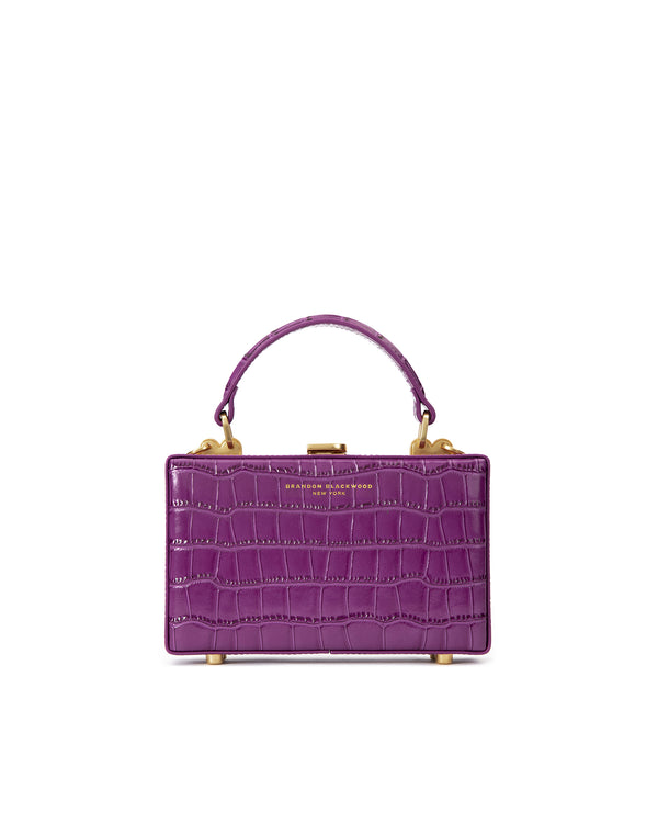Purple Croc Embossed Leather