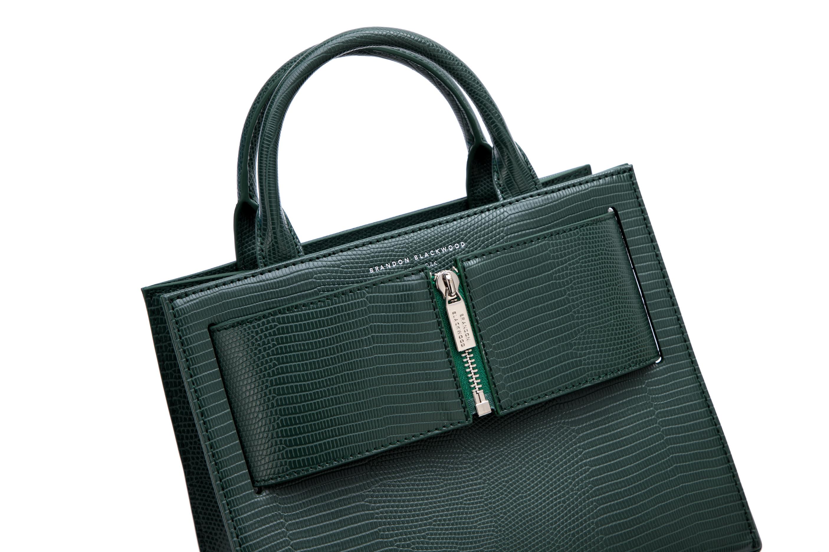 Brandon Blackwood New York - Medium Kuei | Forest Green Lizard Embossed Vegan Leather