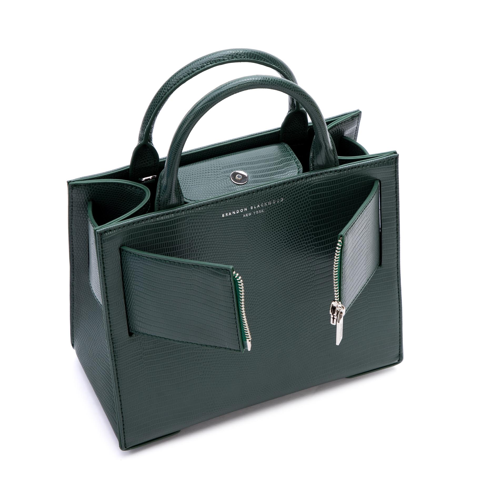 Brandon Blackwood New York - Medium Kuei | Forest Green Lizard Embossed Vegan Leather
