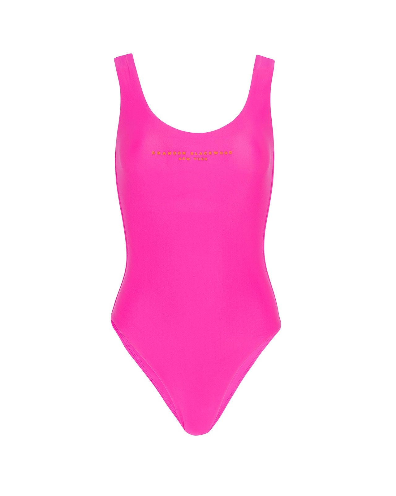 Brandon Blackwood New York - Logo One-Piece Swimsuit - Hot Pink/Orange Logo