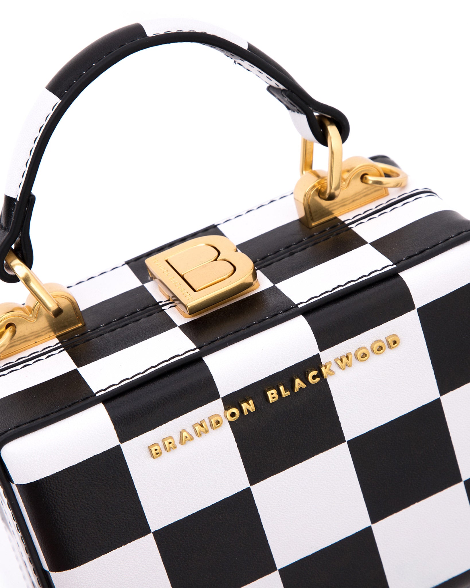Brandon Blackwood New York - Mini Kendrick Trunk - Black & White Checkerboard Leather
