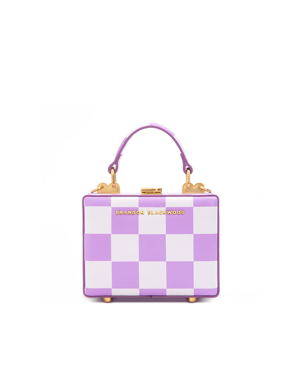 Lilac and White Checkerboard Leather