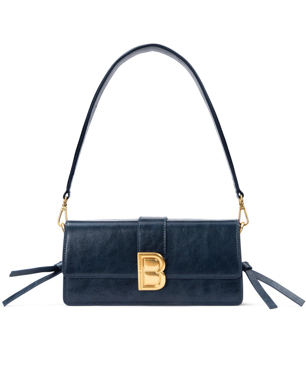 Navy Cracked Leather