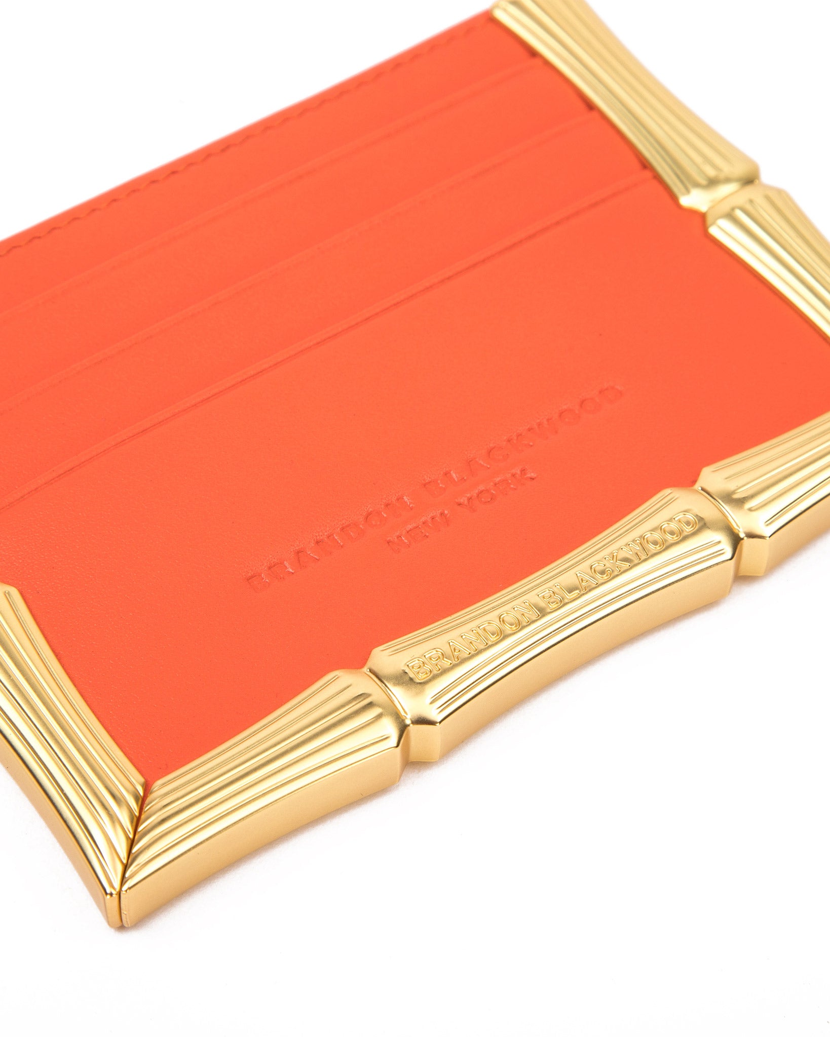 Brandon Blackwood New York - Bamboo B Card Holder - Burnt Orange Leather