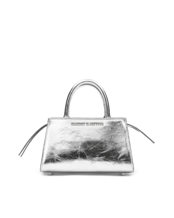 Metallic Silver Cracked Leather