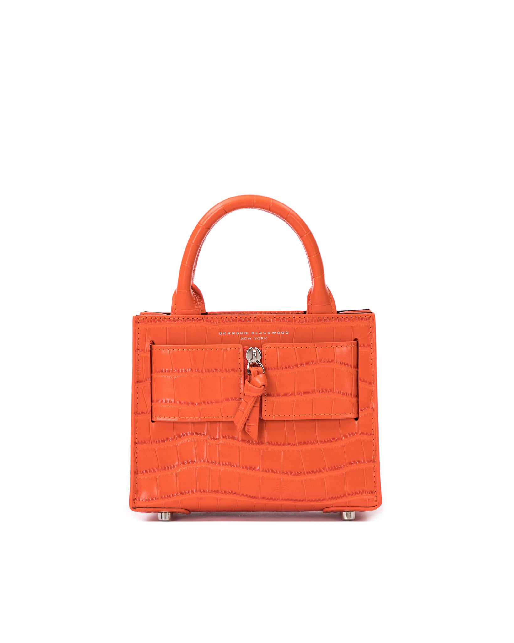 Brandon Blackwood New York - Kuei Bag - Orange Croc Embossed Leather