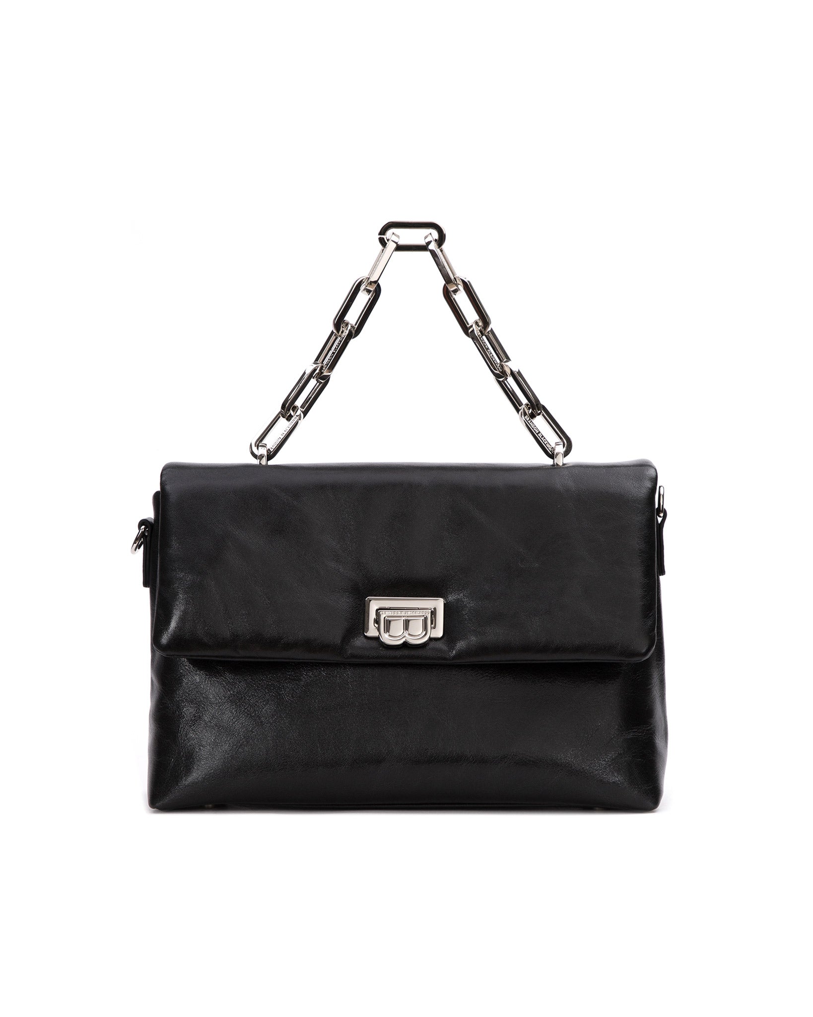 Black leather bag with silver hardware Clearance