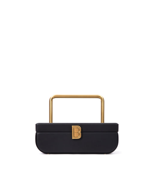 Front of the Vanity Purse in Black Leather with 24K Gold Plated Brass Hardware