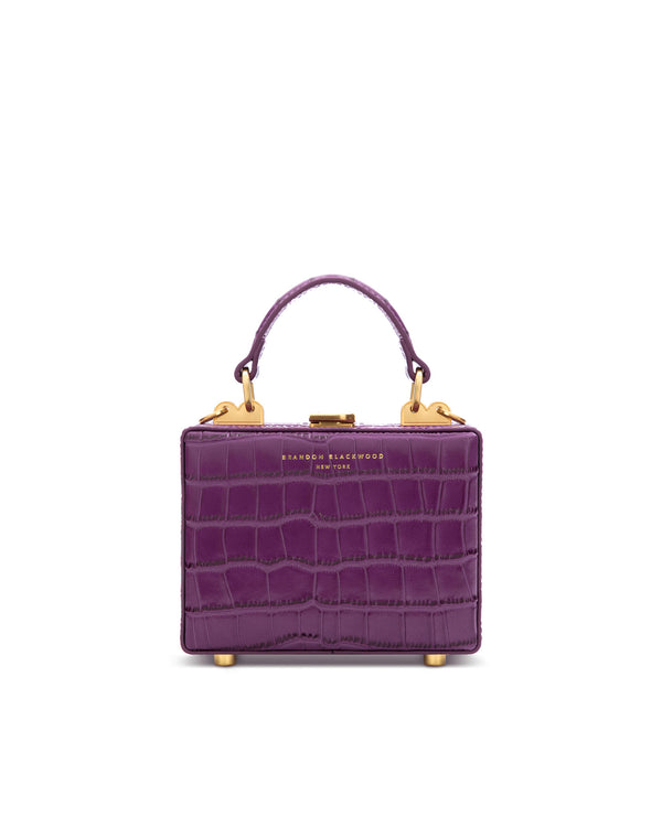 Purple Croc Embossed Leather