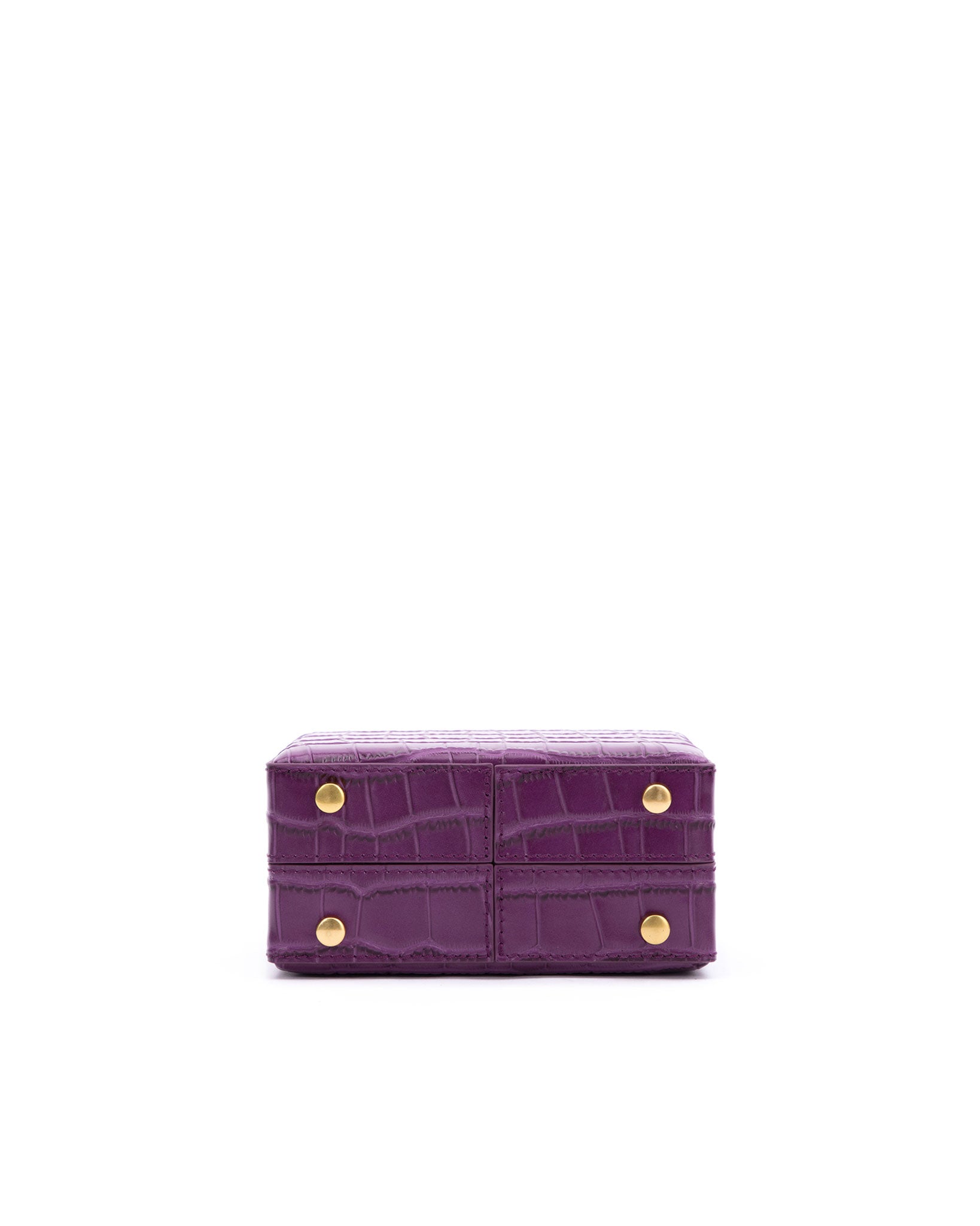 Brandon Blackwood New York - Mini Kendrick Trunk - Purple Croc Embossed Leather w/ Brass Hardware