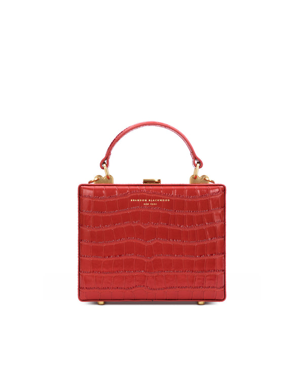 Red Croc Embossed Leather