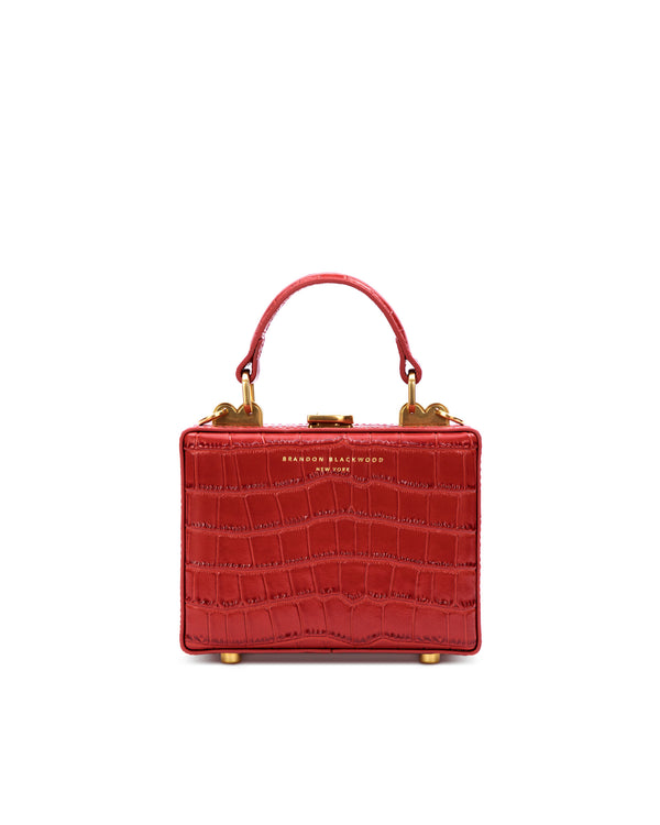 Red Croc Embossed Leather