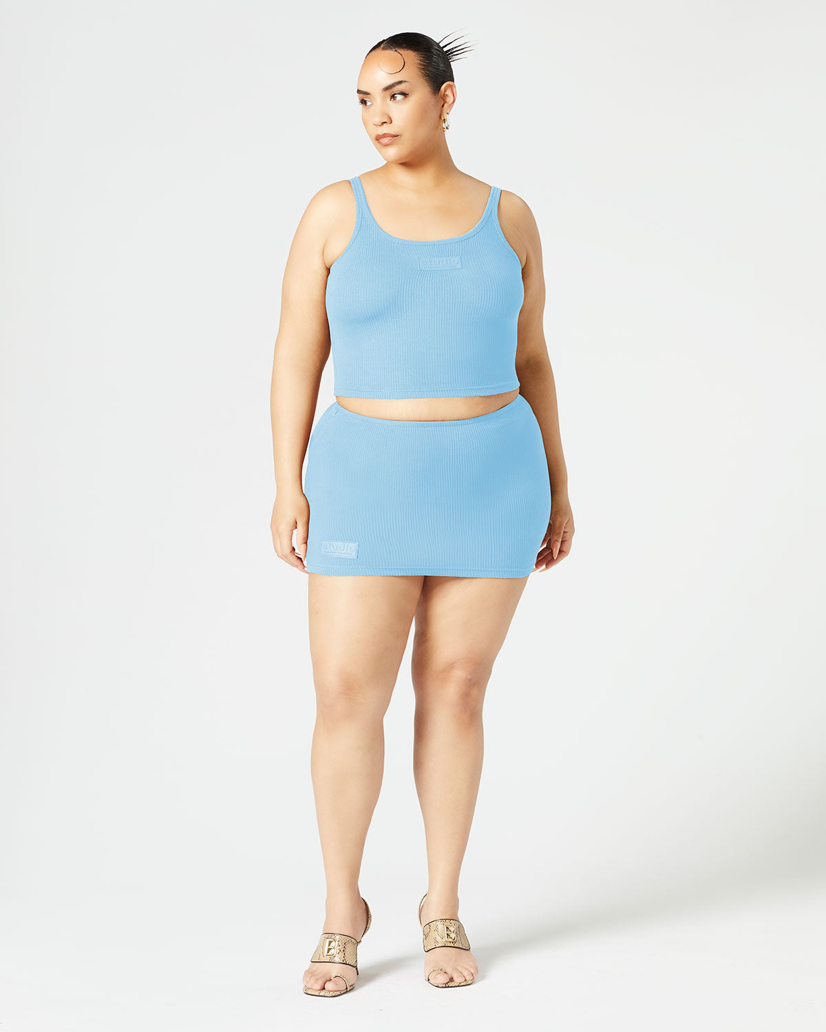 Ribbed Mid Rise Skirt
