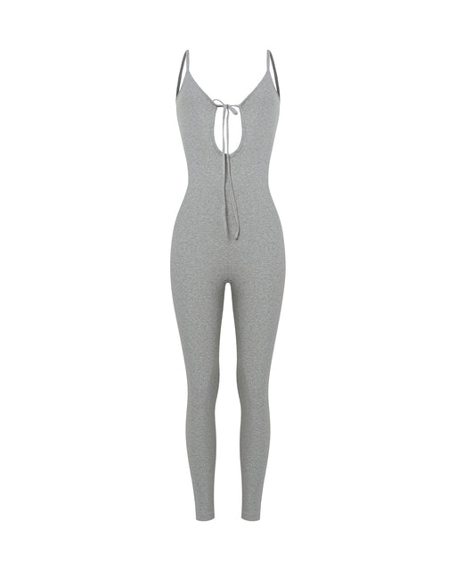 Ribbed Front Tie Bodysuit