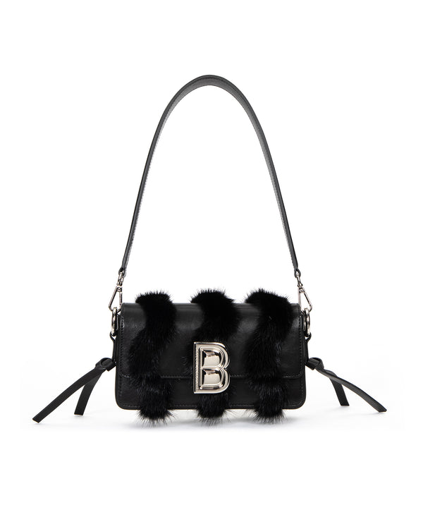 Black Hard Leather w/ Black Mink
