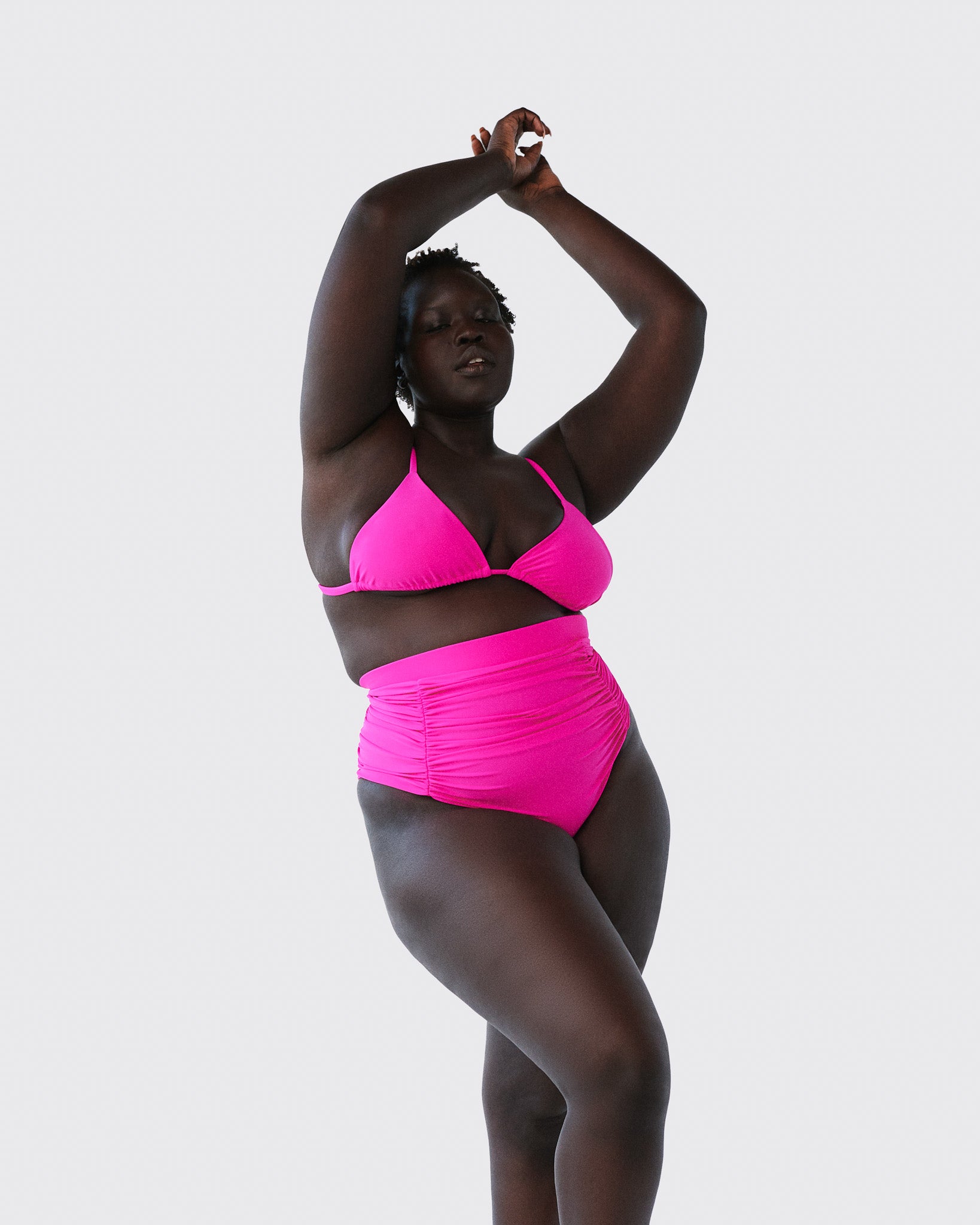 Mele High Waisted Bikini Bottom | Hot Pink