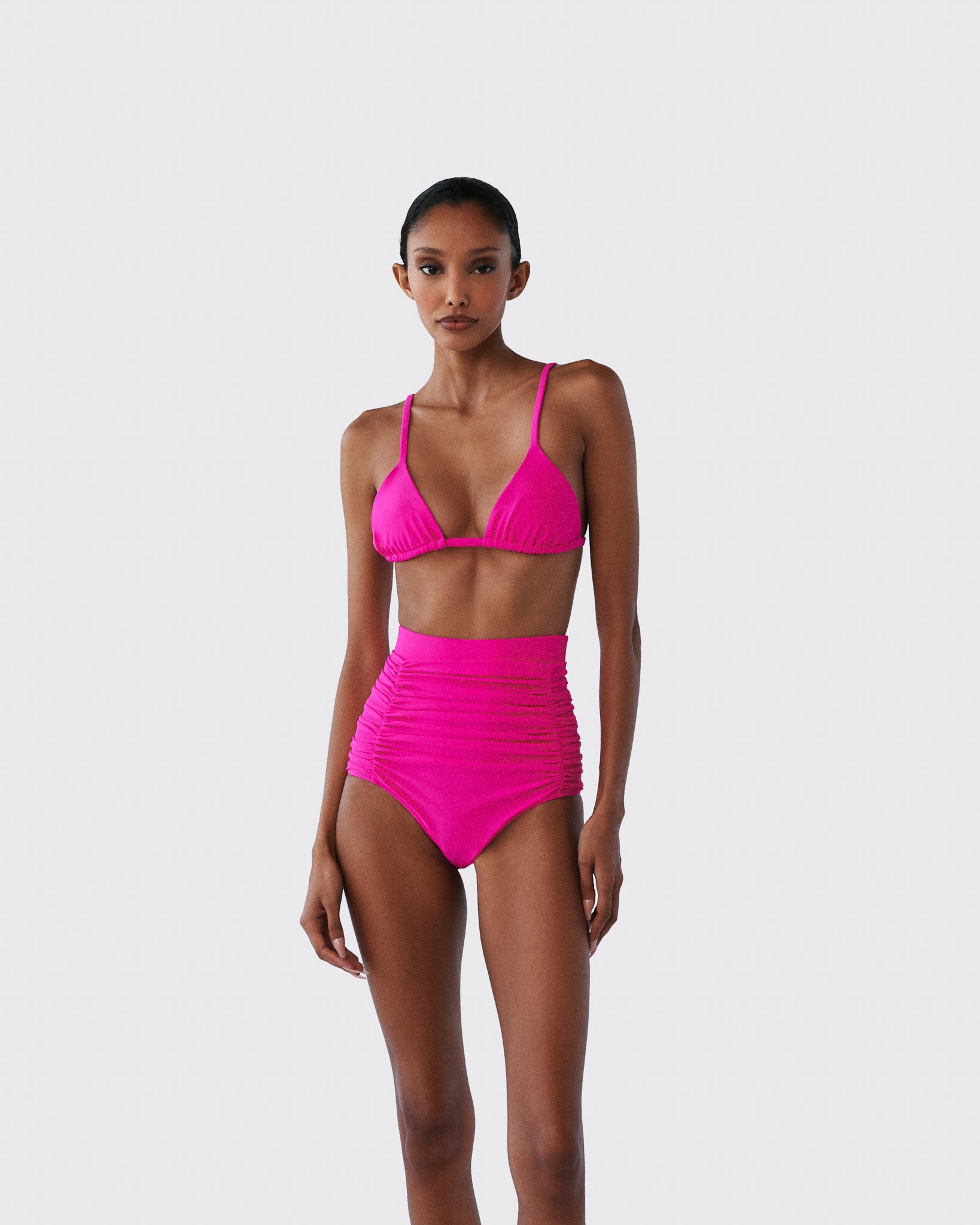 Mele High Waisted Bikini Bottom | Hot Pink