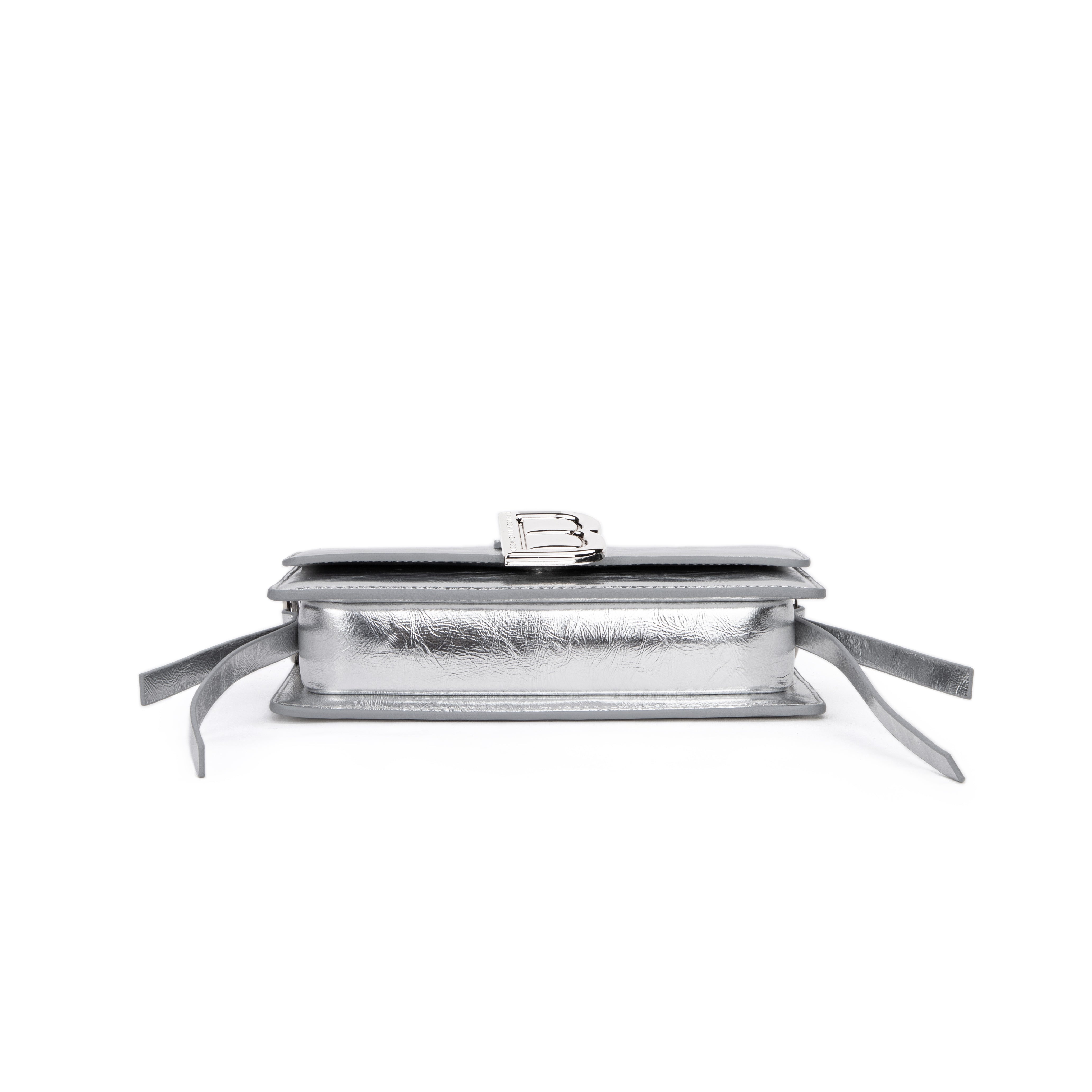 Silver Cracked Leather Nia Bag | Luxury Designer Bags | Brandon Blackwood