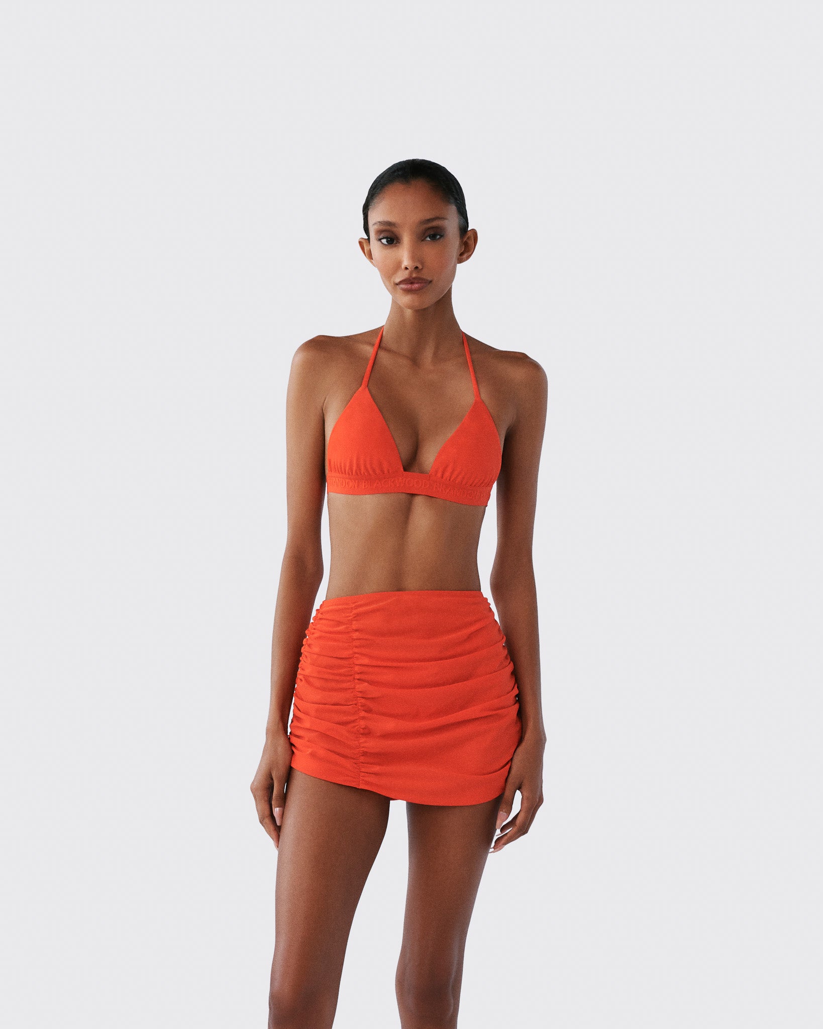 Brandon Blackwood New York - Ruched Swim Skirt - Orange
