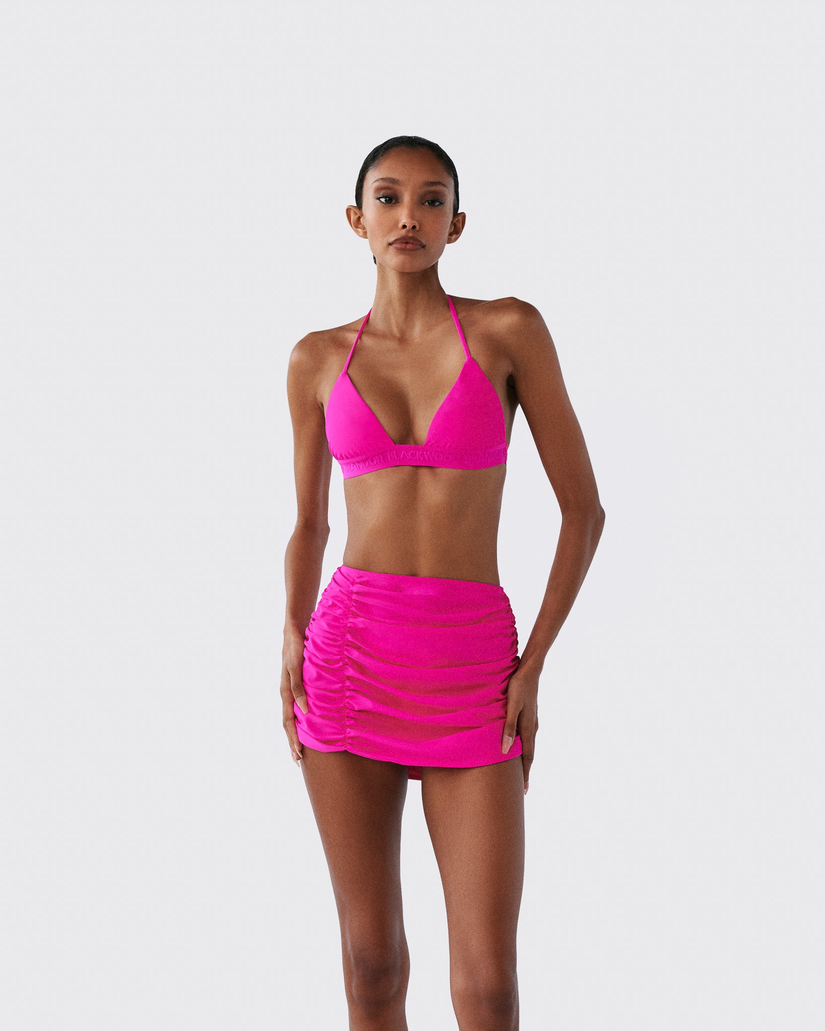 Brandon Blackwood New York - Ruched Swim Skirt - Hot Pink
