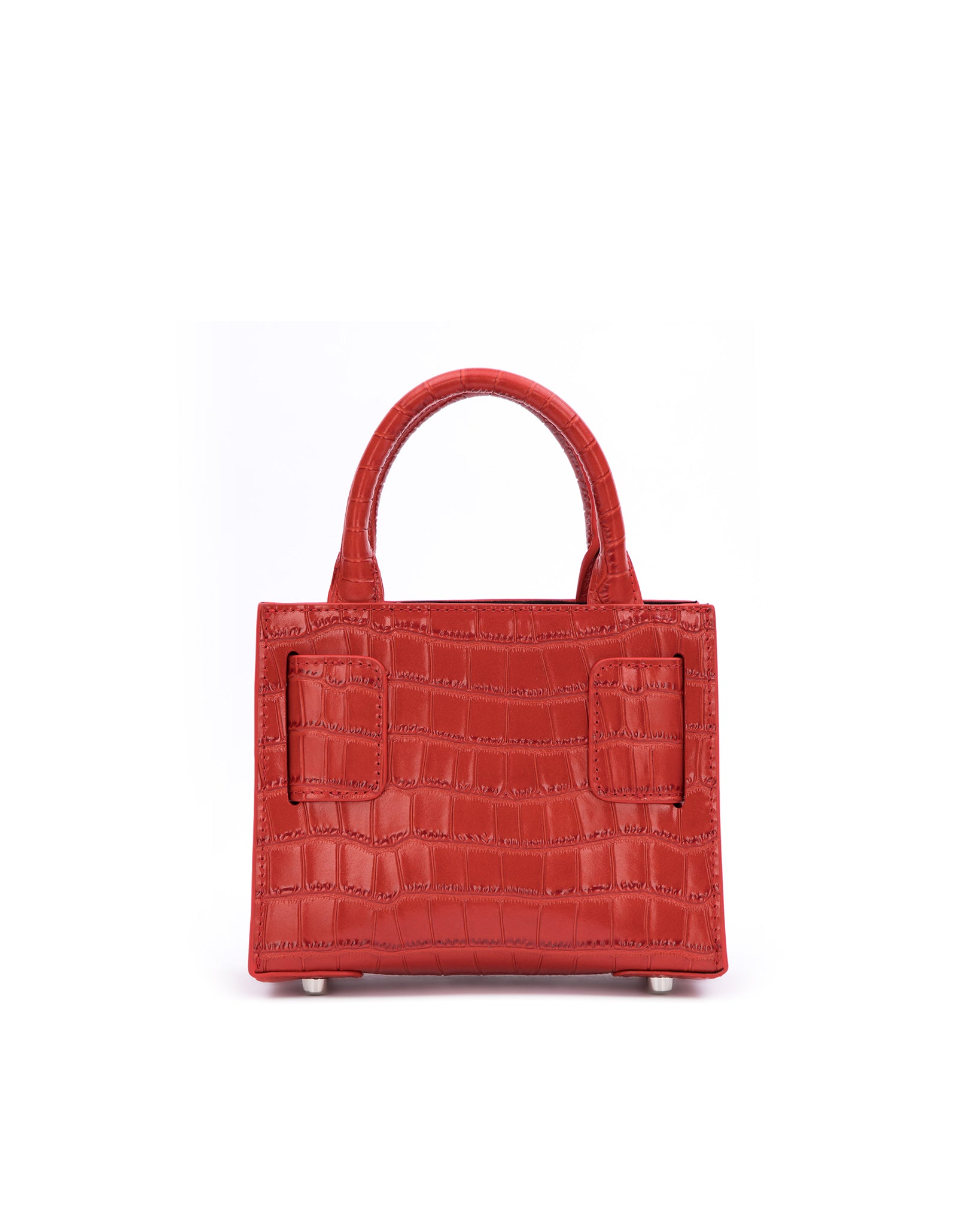 Red Croc Embossed Handbag | Leather Kuei Bag | Brandon Blackwood