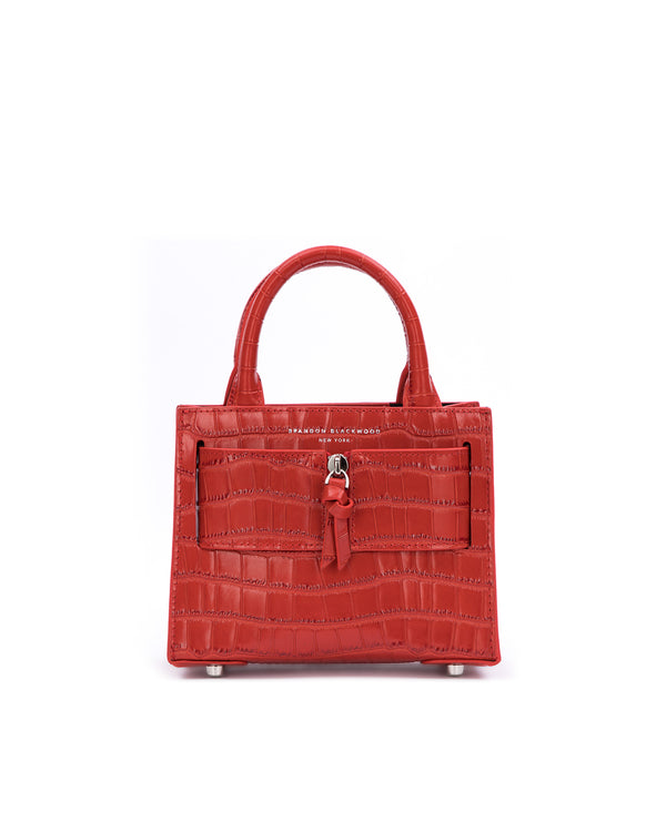 Red Croc Embossed Leather