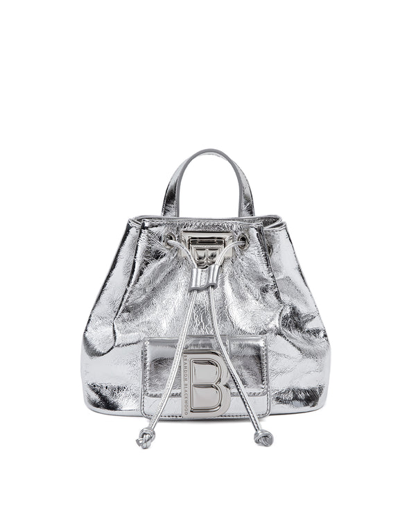 Cracked Metallic Silver Leather