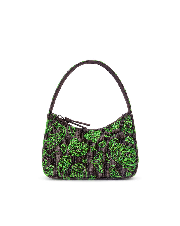 Dark Brown / Green Beaded Bandana