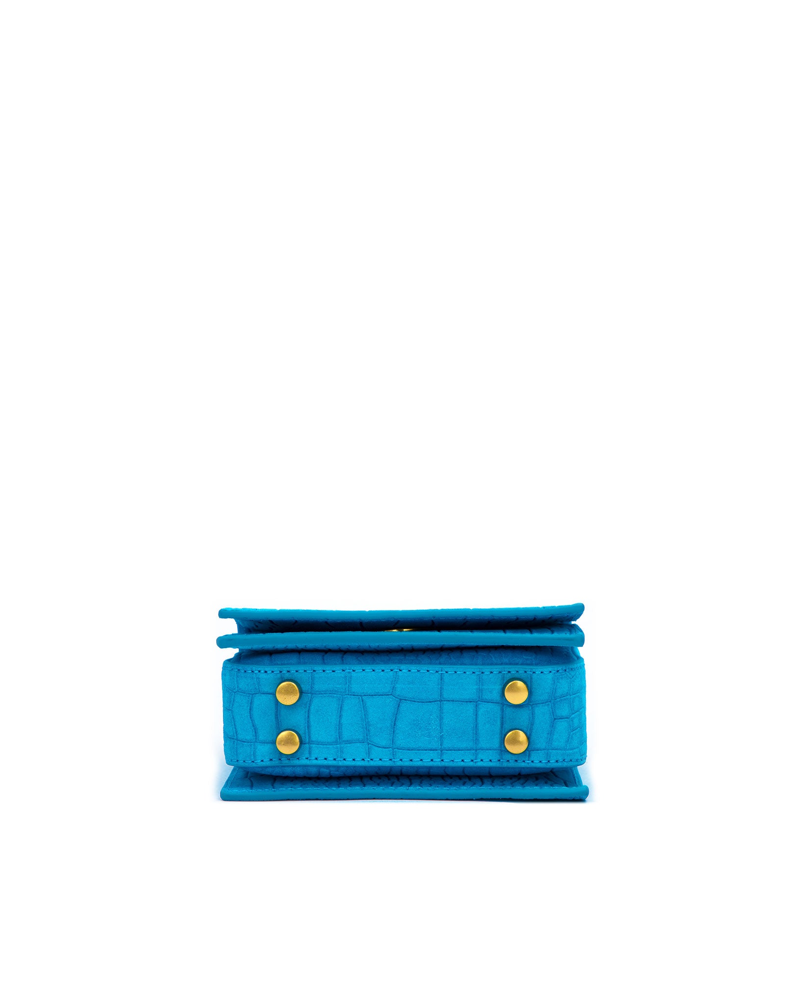 Brandon Blackwood New York - Mini Sophia Bag - Aqua Blue Croc Embossed w/ Gold Hardware