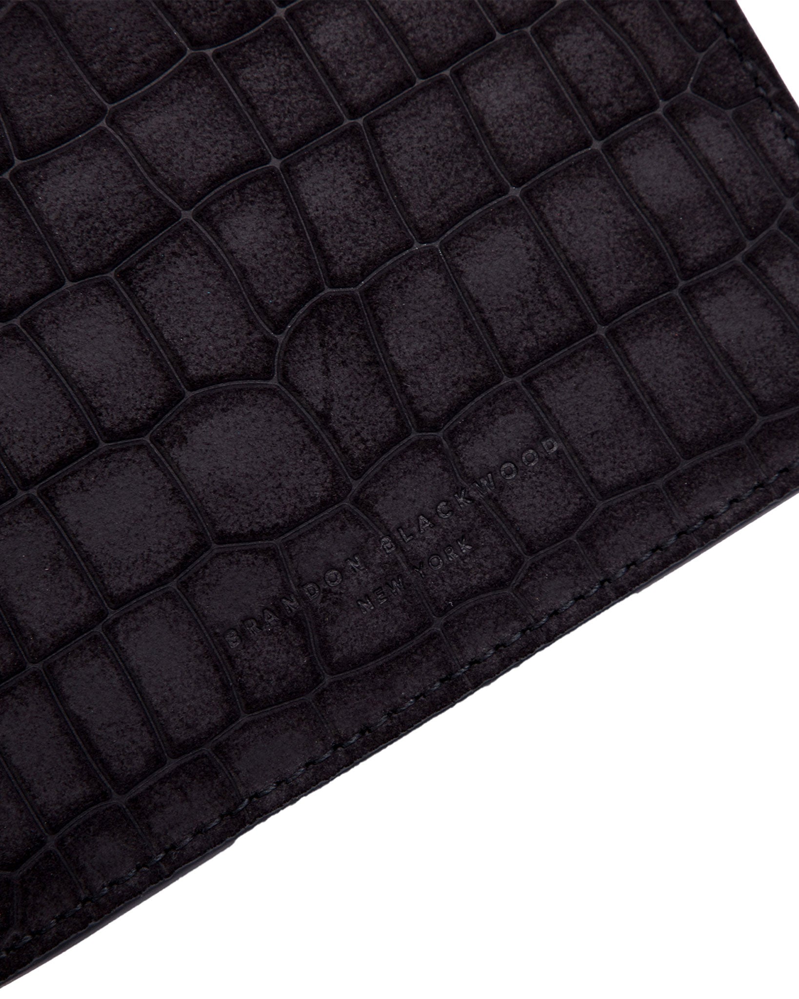 Brandon Blackwood New York - Mini Sophia Bag - Black Embossed Croc Suede w/ Gold Hardware