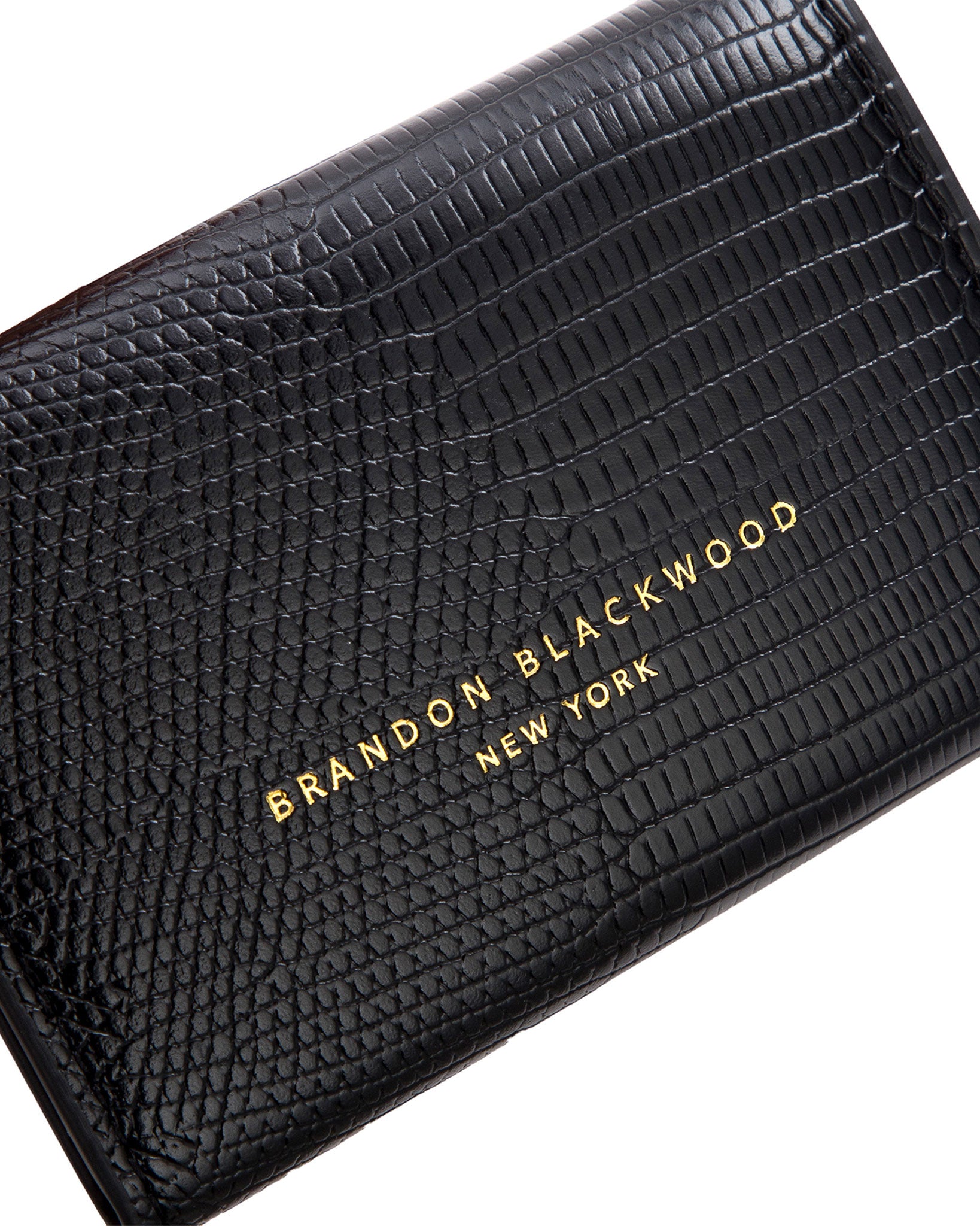 Brandon Blackwood New York - Neema Key Pouch - Black Lizard Embossed Leather