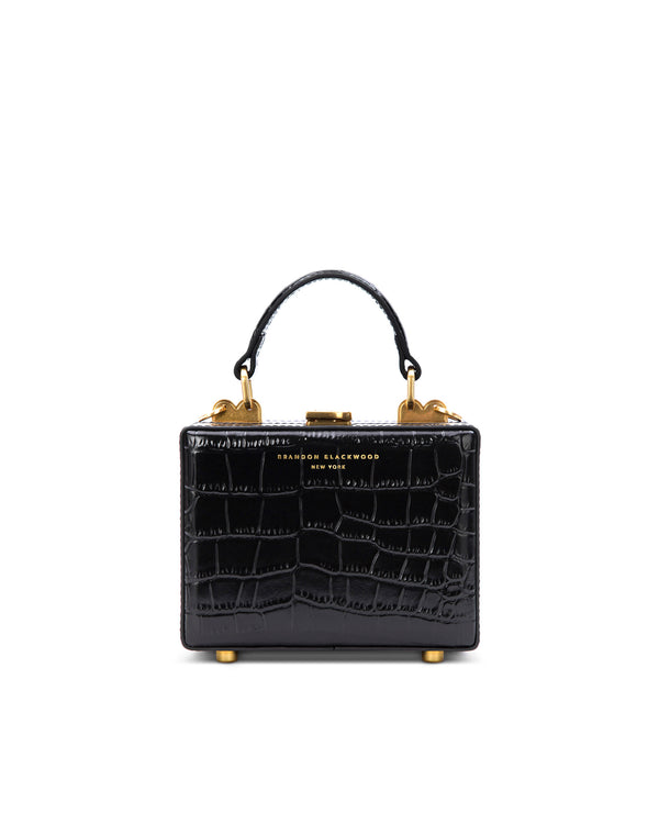 Black Croc Embossed Leather