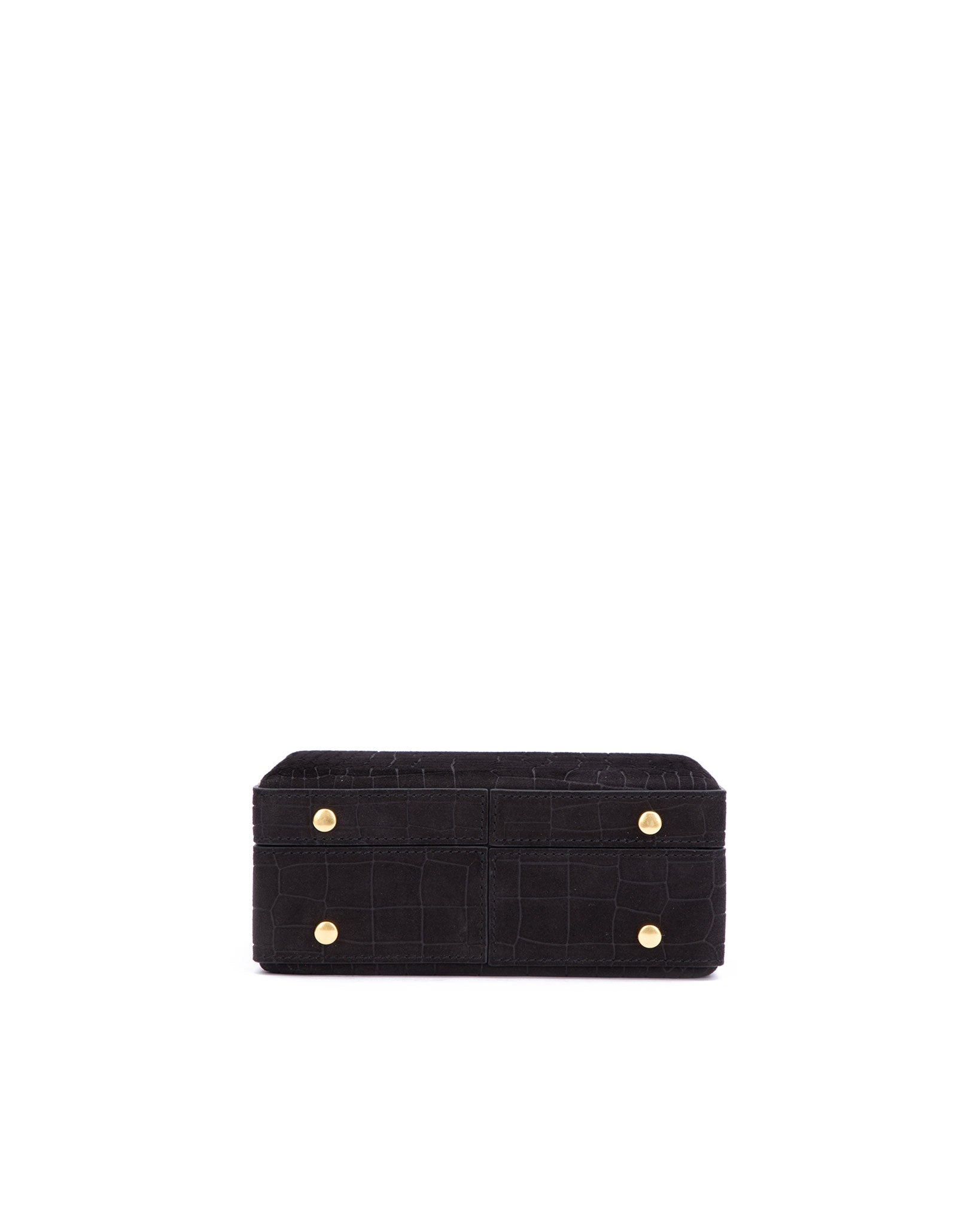 Aspinal Of London green Micro Croc-Embossed Leather Trunk Clutch