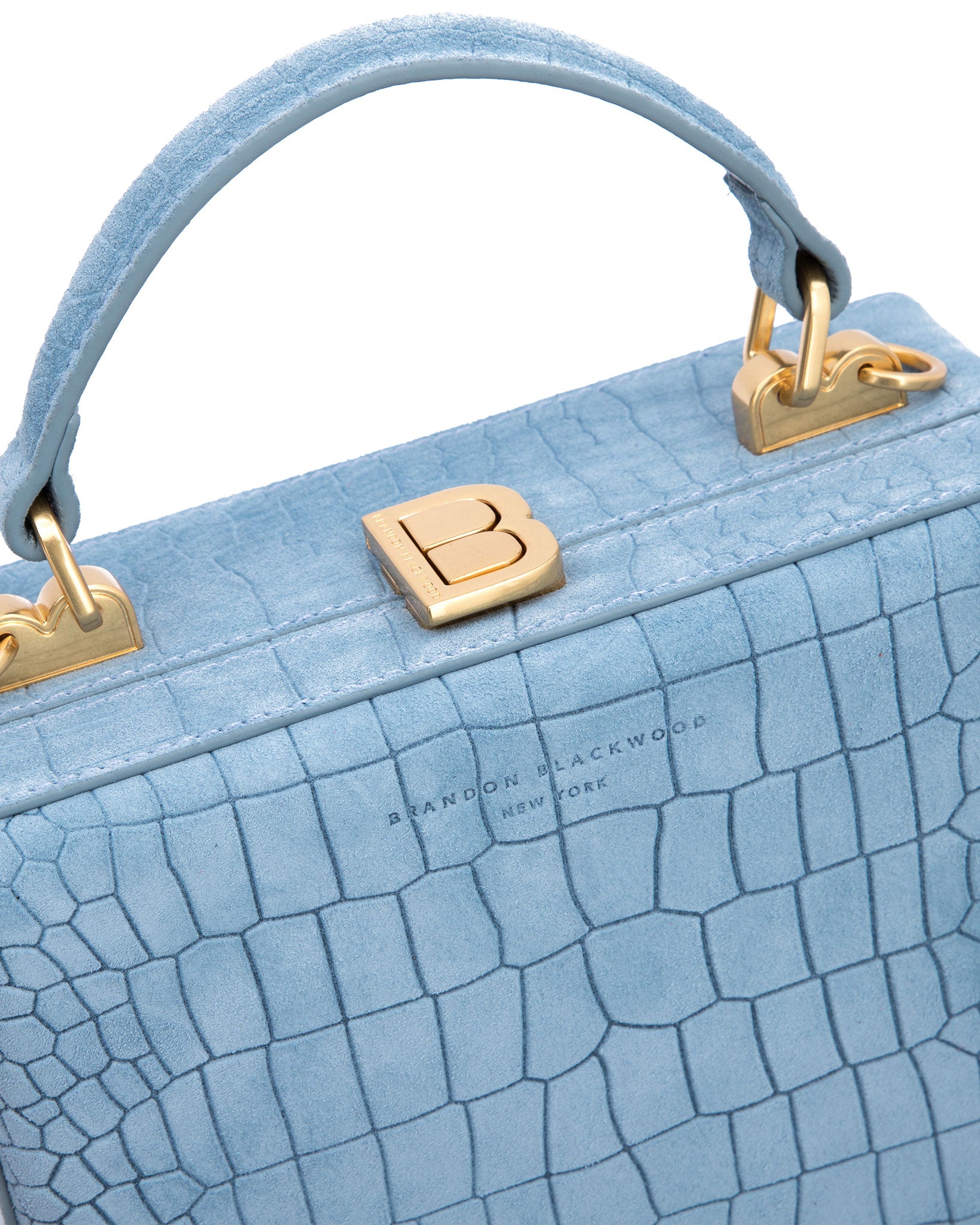Marge Sherwood Vintage Brick Croc Embossed Leather Bag - Blue In Sky Blue  Croc