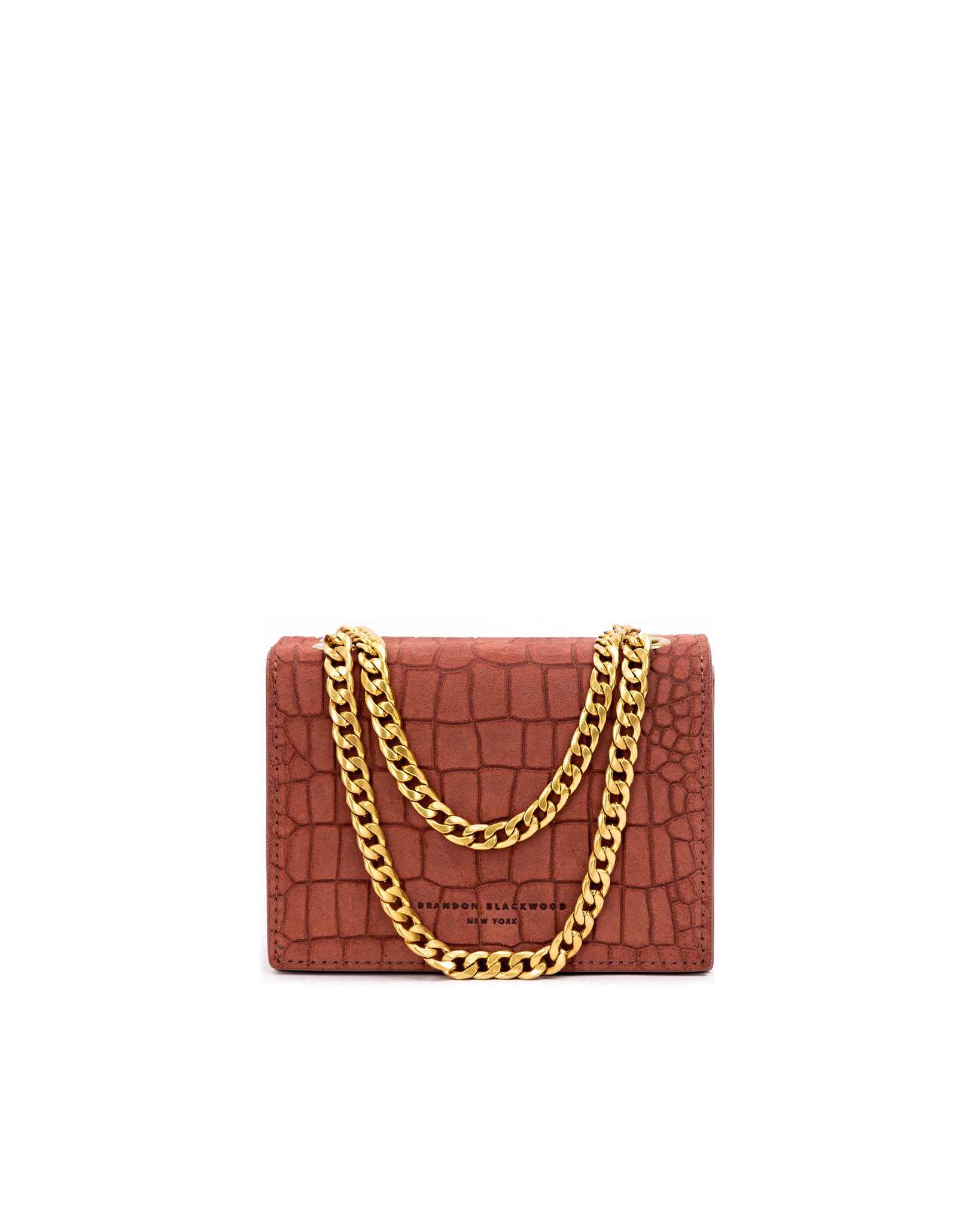 Brandon Blackwood New York - Mini Sophia Bag - Copper Croc Embossed Suede w/ Gold Hardware
