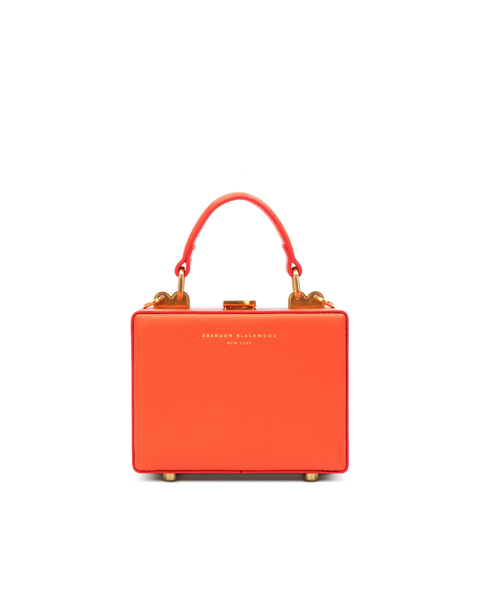 Brandon Blackwood New York - Mini Kendrick Trunk - Burnt Orange Leather w/ Brass Hardware