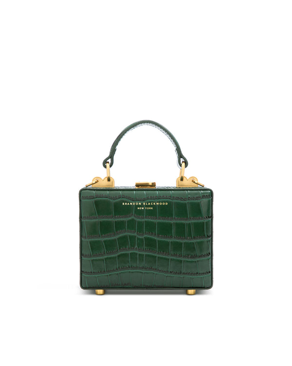 Forest Green Croc Embossed Leather