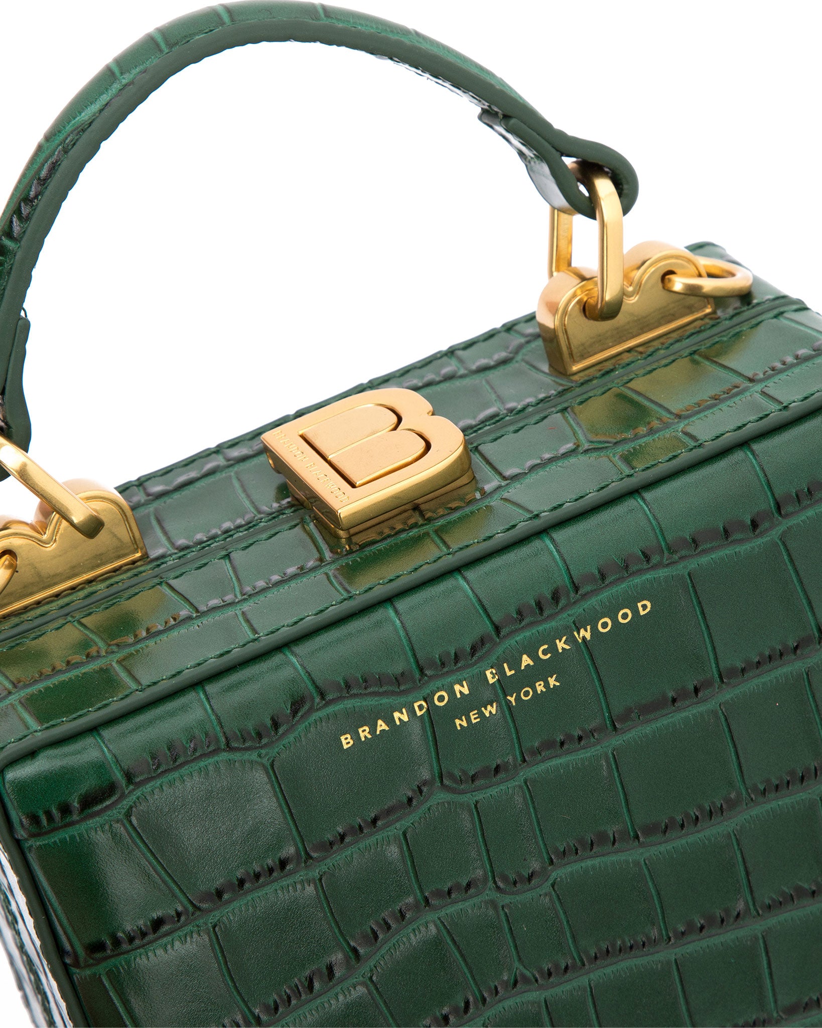 Marge Sherwood Mini Croc-embossed Leather Bracelet Bag in Green