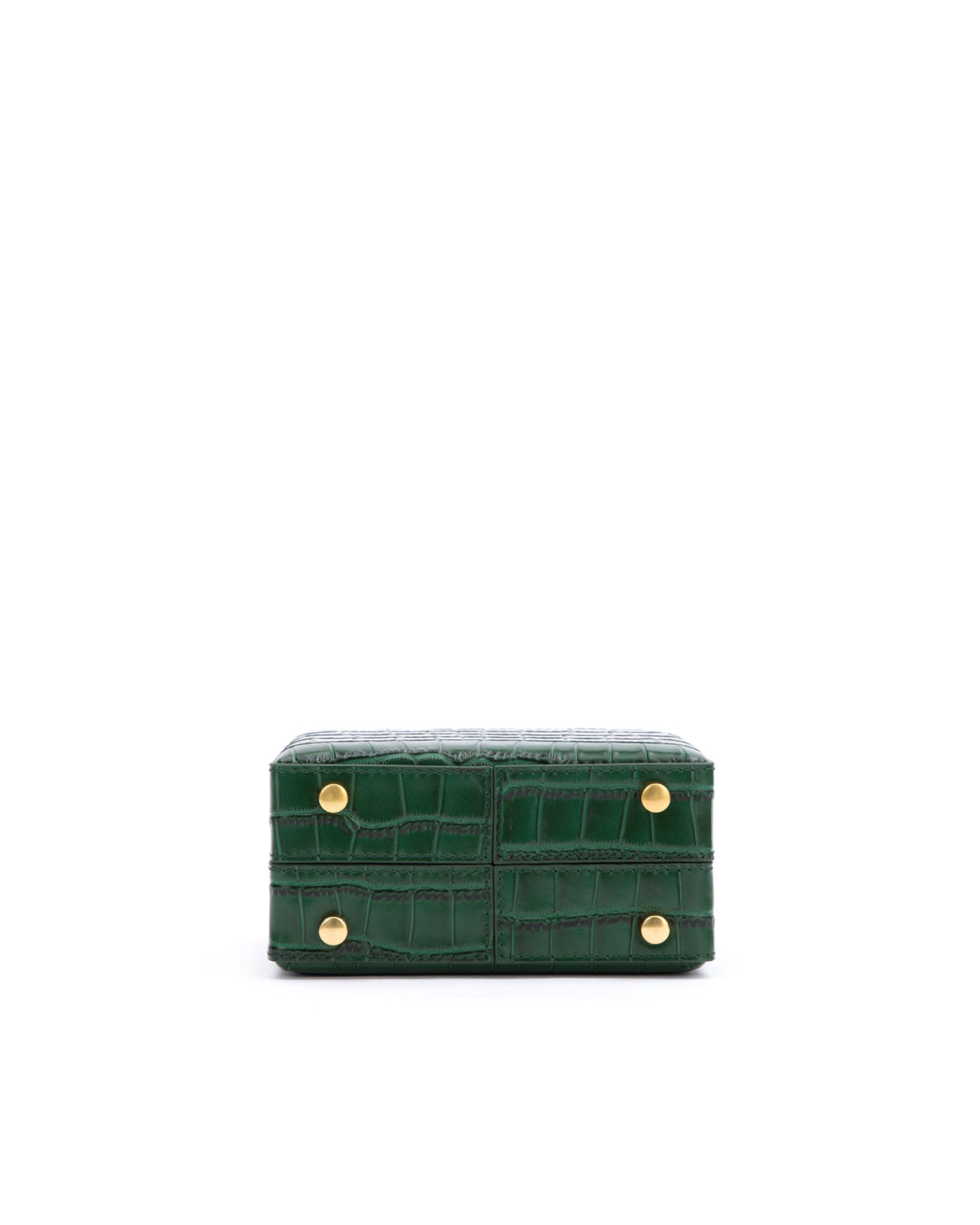 Brandon Blackwood New York - Mini Kendrick Trunk - Forest Green Croc Embossed Leather w/ Brass Hardware