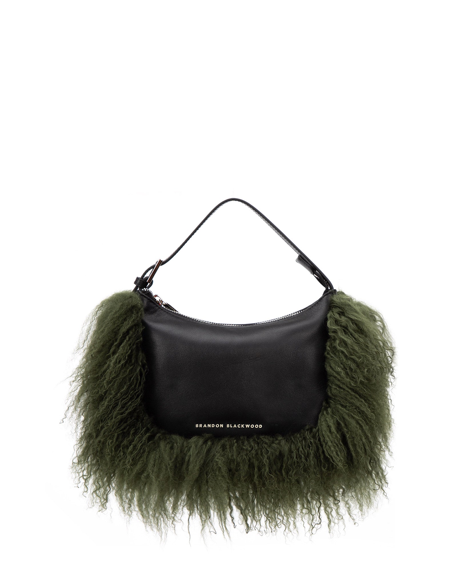 Brandon Blackwood New York - Cortni Bag - Black Leather w/ Green Wool