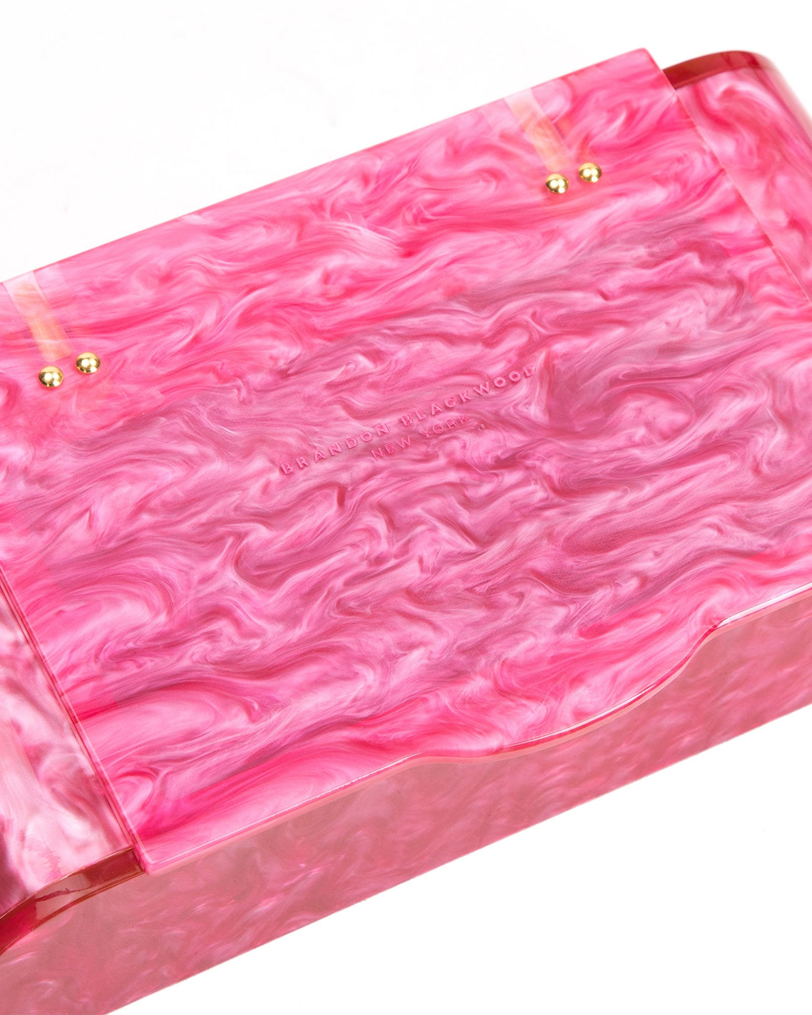 Brandon Blackwood New York - Acrylic Vanity Clutch - Pink Marble