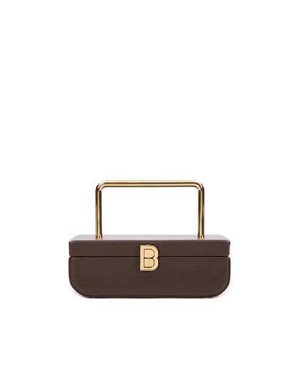 Front of the Vanity Purse in Brown Leather with 24K Gold Plated Brass Hardware thumbnail 1