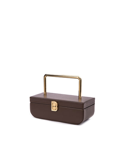 Angled side view of the Vanity Brown in Leather with 24K Gold Plated Brass Hardware thumbnail 4