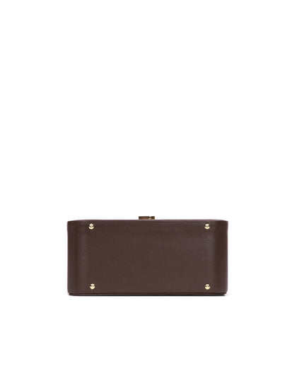 Bottom View of the Vanity Purse in Brown  Leather with 24K Gold Plated Brass Hardware thumbnail 5