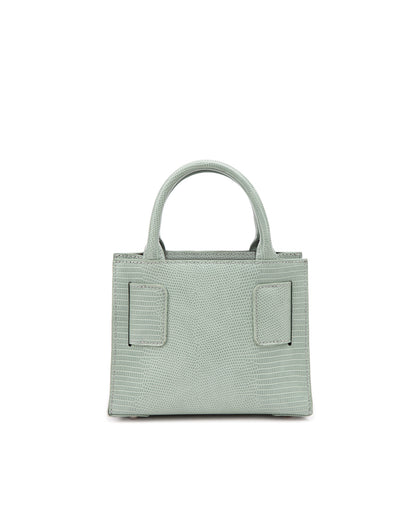 Back of Kuei Bag in cream croc embossed with cream croc embossed handle thumbnail 4