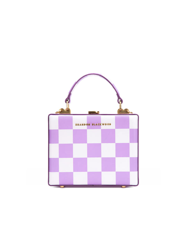 Lilac & White Checkerboard Leather