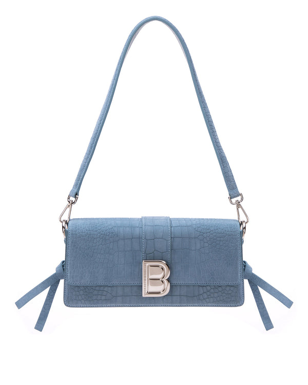Blue Croc Suede