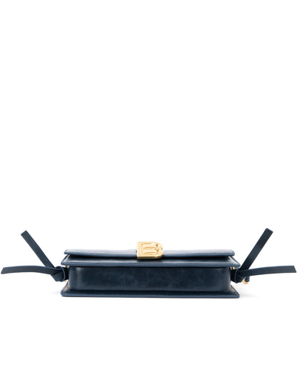 Bottom of Nia Bag with navy cracked leather four metal feet thumbnail 7